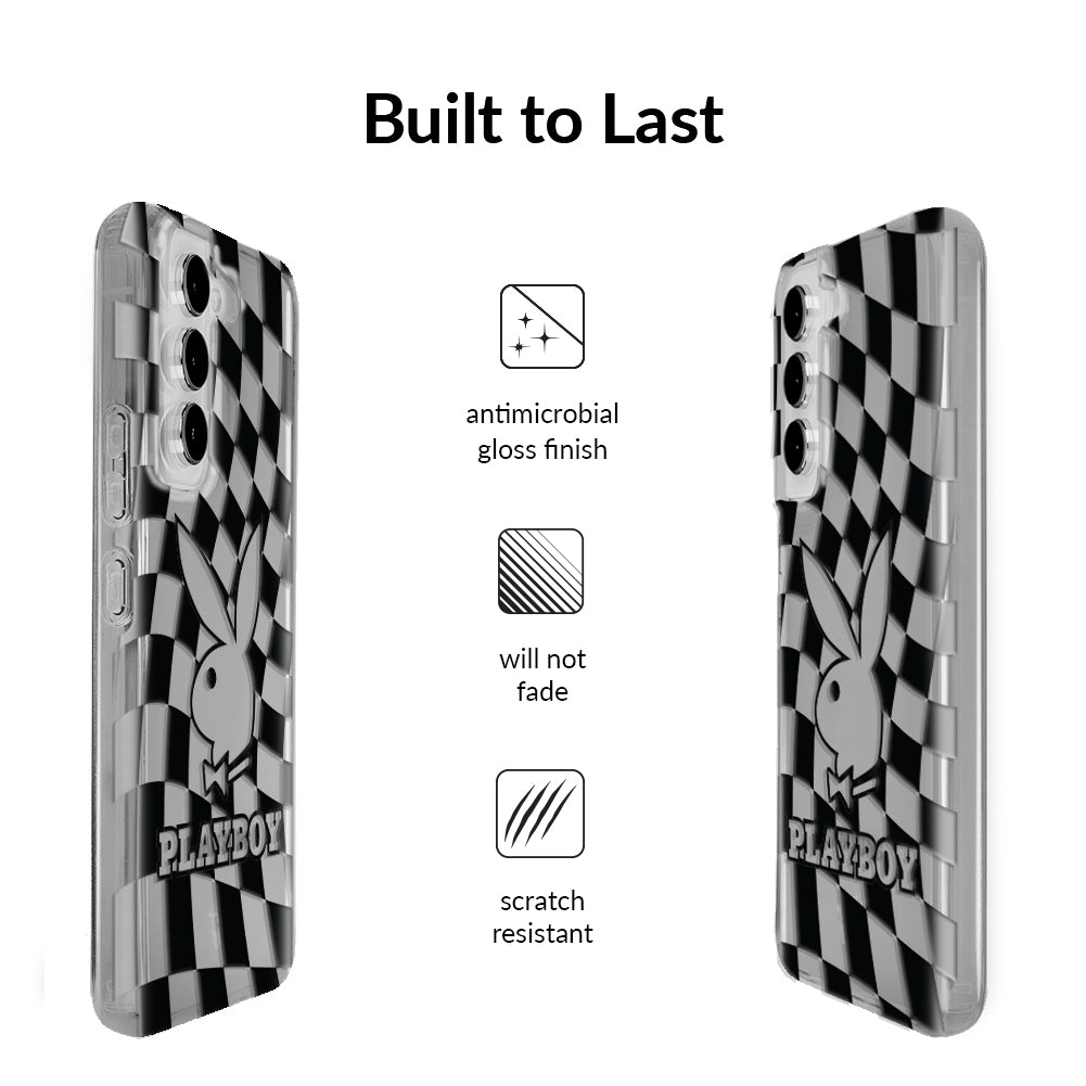 Playboy Checkmate Clear Samsung Phone Case - Stylish & Protective Cover for Galaxy S21/S20/Note 20 - Perfect for Everyday Use & Fashion Statement
