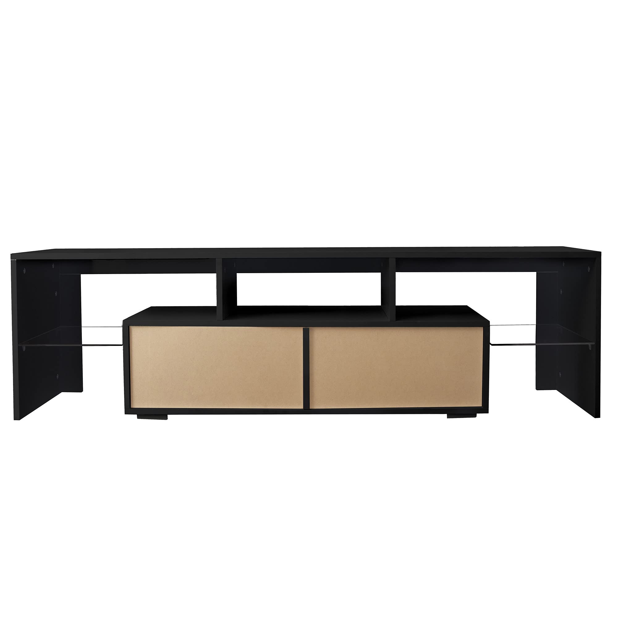 Modern Black TV Stand with 20-Color LED Lights & Storage - 70 Inch TV Stand with Drawers & Open Shelves for Bedroom - Holds Up to 66.15 lbs - Perfect for Living Room, Home Theater & Gaming Setup
