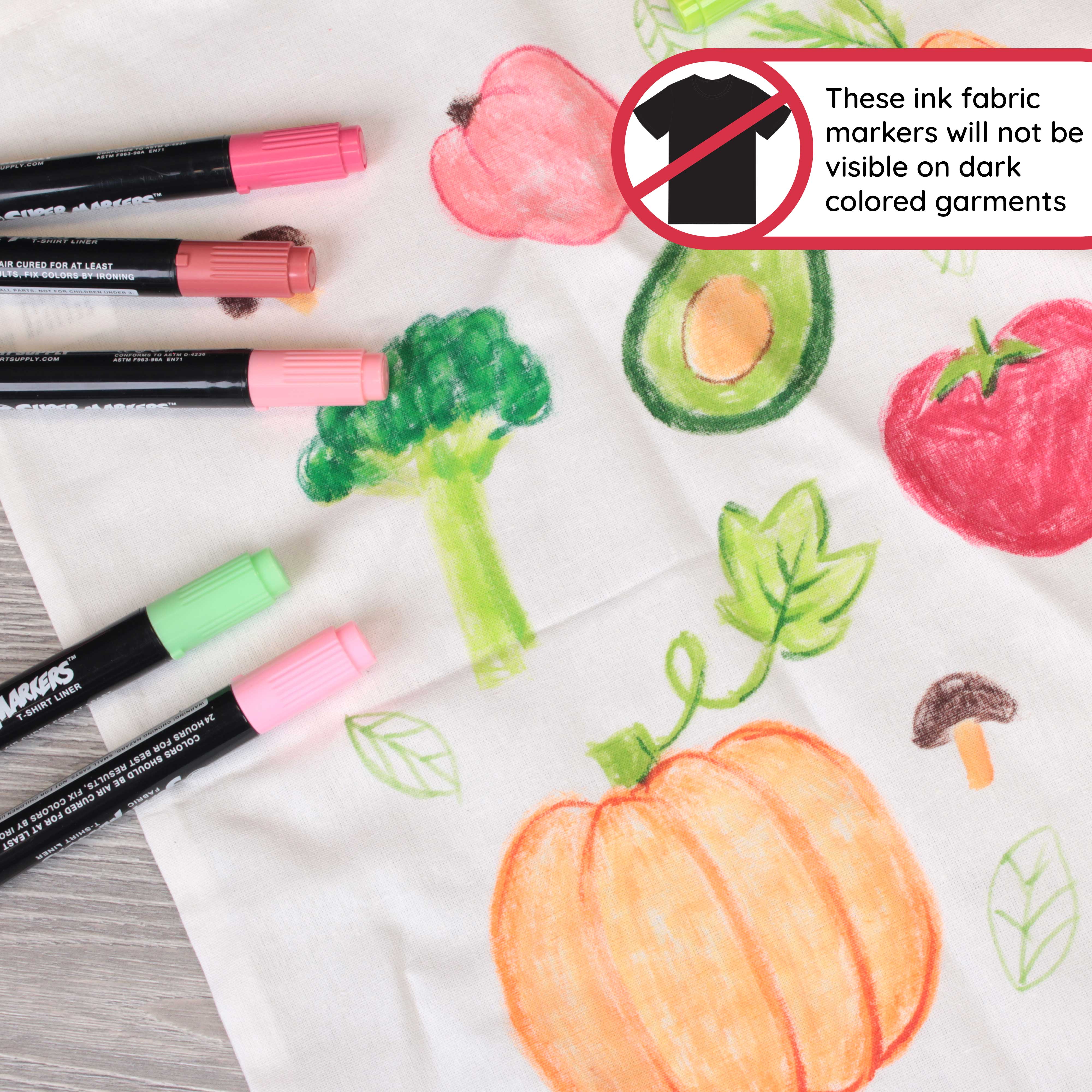 20 Unique Pastel Colors Dual Tip Fabric & T-Shirt Marker Set - Double Ended Fabric Markers with Chisel & Fine Point Tips - Bold Permanent Ink for DIY Crafts, Clothing Customization & Fabric Art Projects
