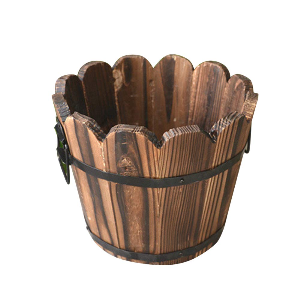Holibanna Small Solid Wood Carbonized Flower Pot - Indoor Planter for Succulents, Home & Office Decor | Perfect for Windowsills, Desks, and Shelf Displays