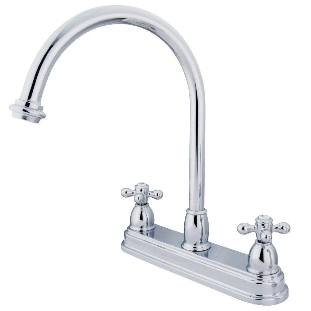 Kingston Brass KB3745AX Restoration Centerset Kitchen Faucet - Vintage Style Single Handle Pull-Down Sprayer for Farmhouse & Modern Kitchens