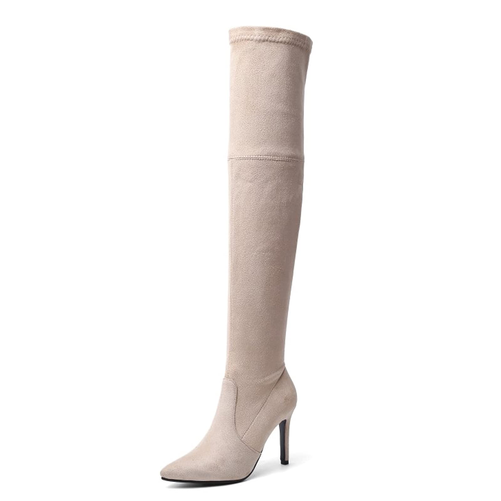 Stylish BFBSMZD Women's Over The Knee Boots with Heels - Elegant Knee High Prom Boots for Daily Wear & Special Occasions (Apricot, Size 4.5 US) | Perfect for Office, Parties & Night Out