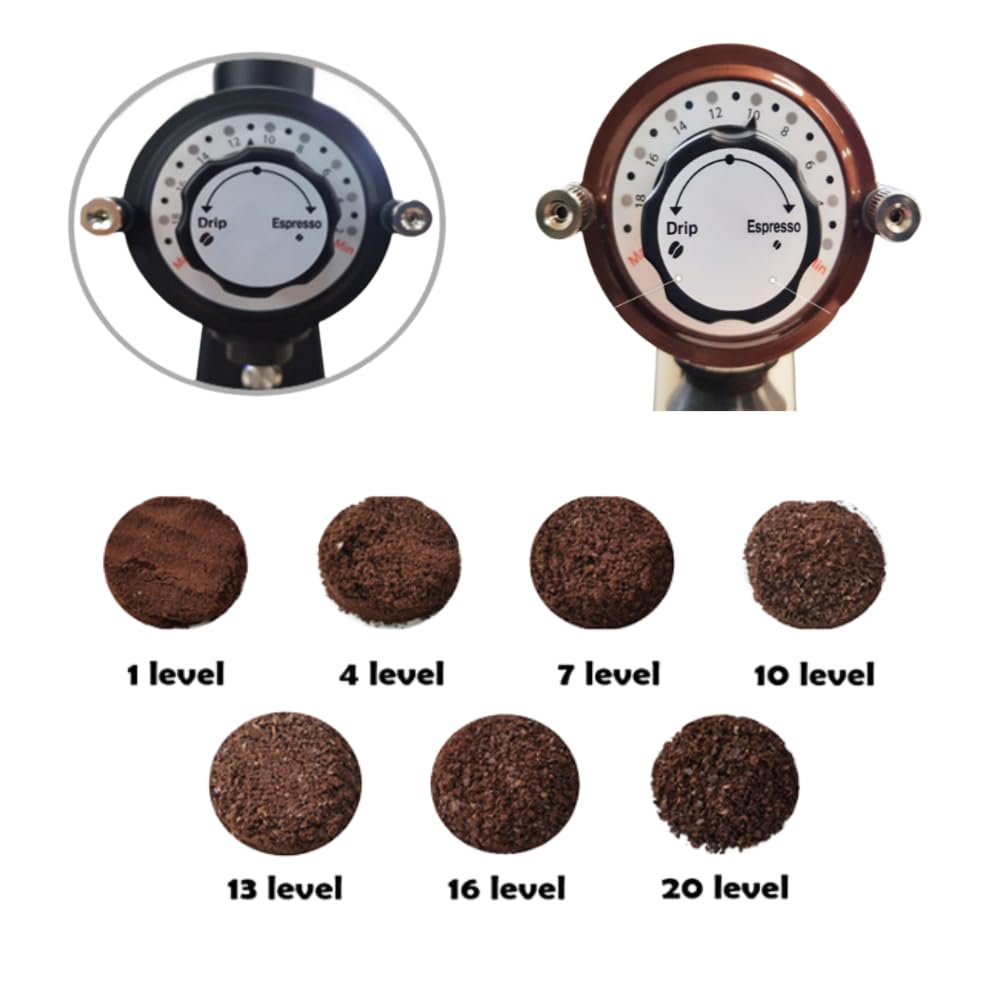 Urbanic 070s Electric Coffee Grinder with 60mm Flat Titanium Burr - 20 Adjustable Grind Settings (110-220V) - Premium Beige Korean-Made Coffee Grinder for Espresso, French Press & Pour Over Brewing