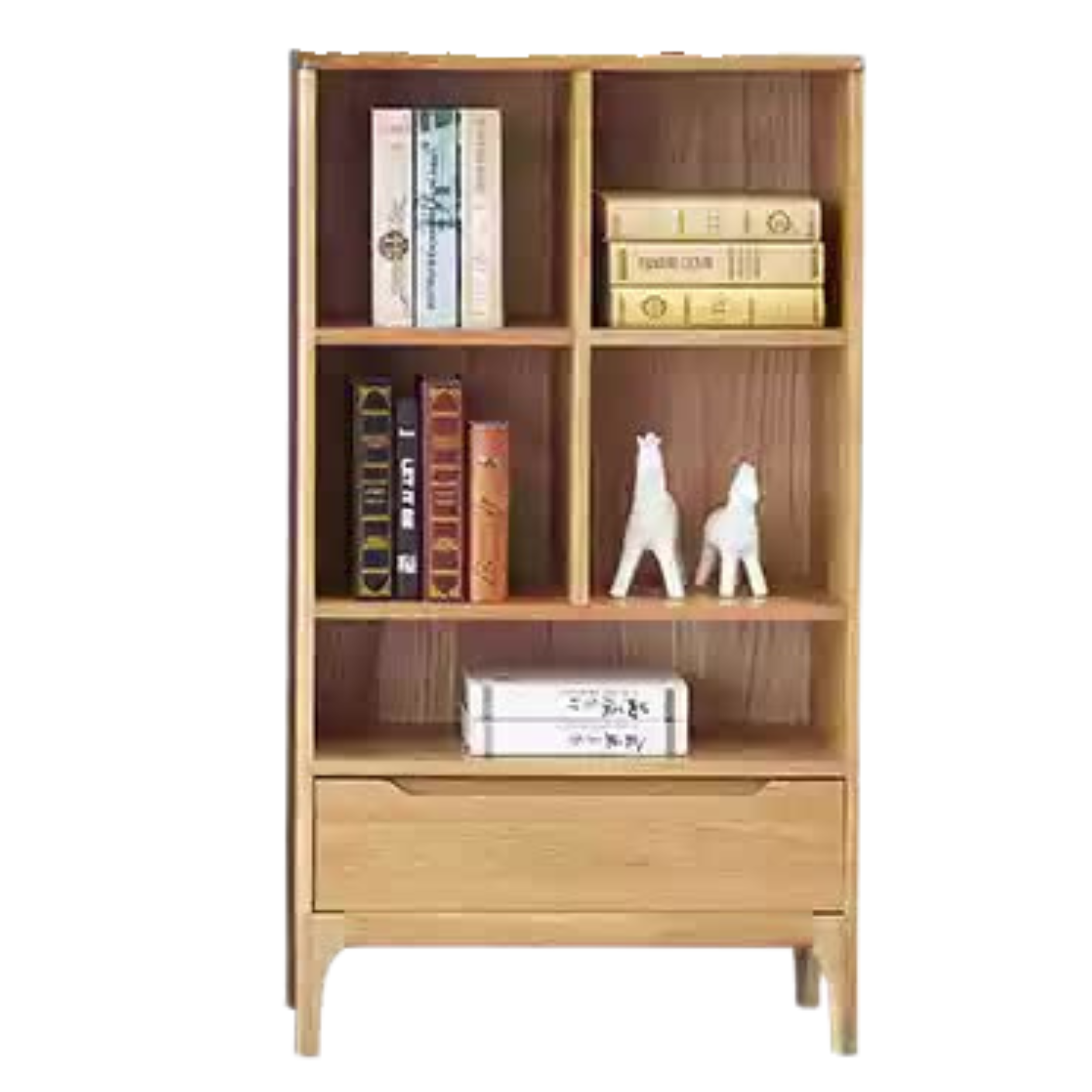 Japanese Style Oak Solid Wood Bookcase - Modern Minimalist Bookshelf for Home, Office & Library - Perfect for Organizing Books, Decor & Storage
