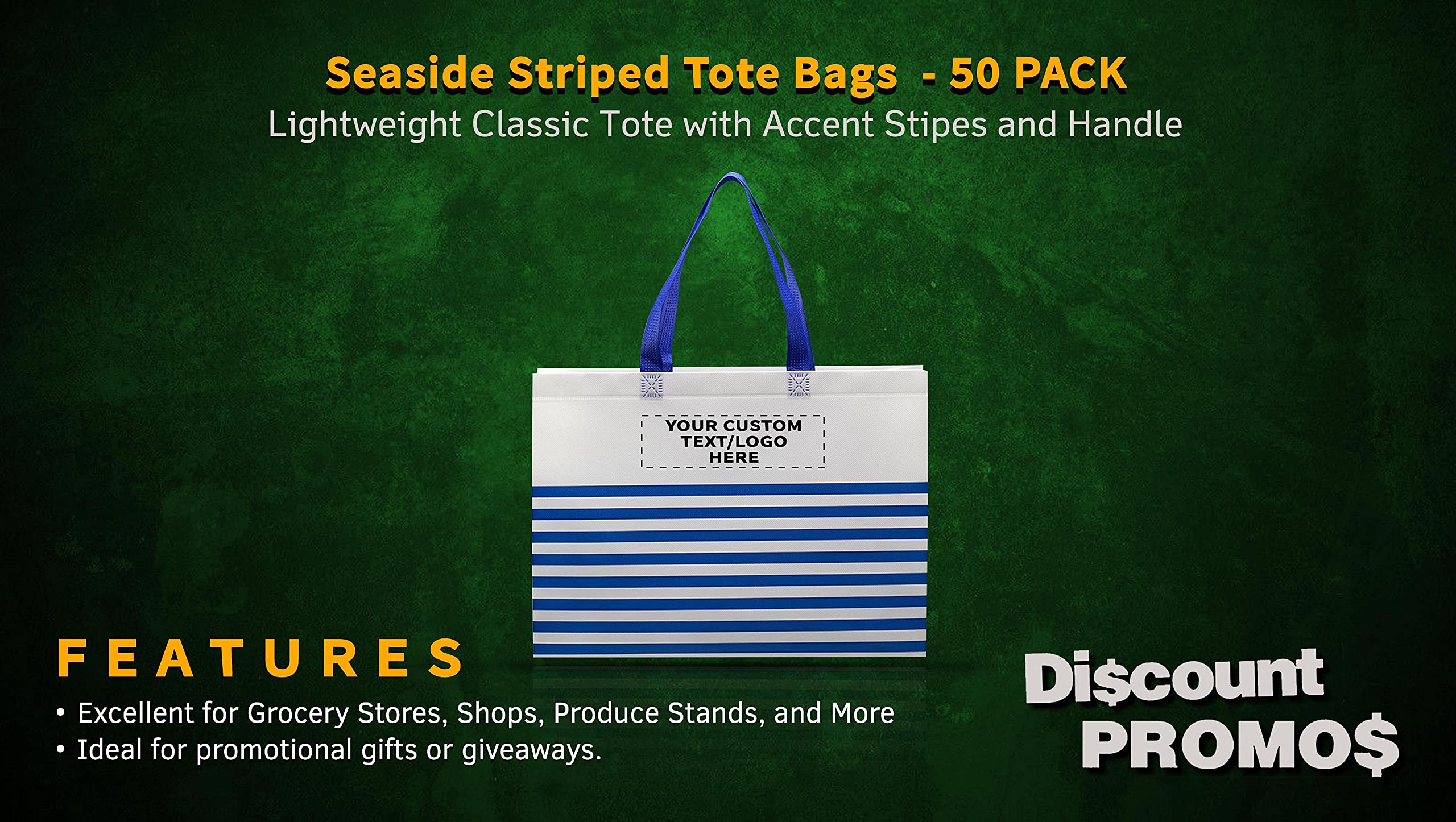 Customizable Striped Tote Bags Set - Non Woven, Reusable - Beach & Shopping