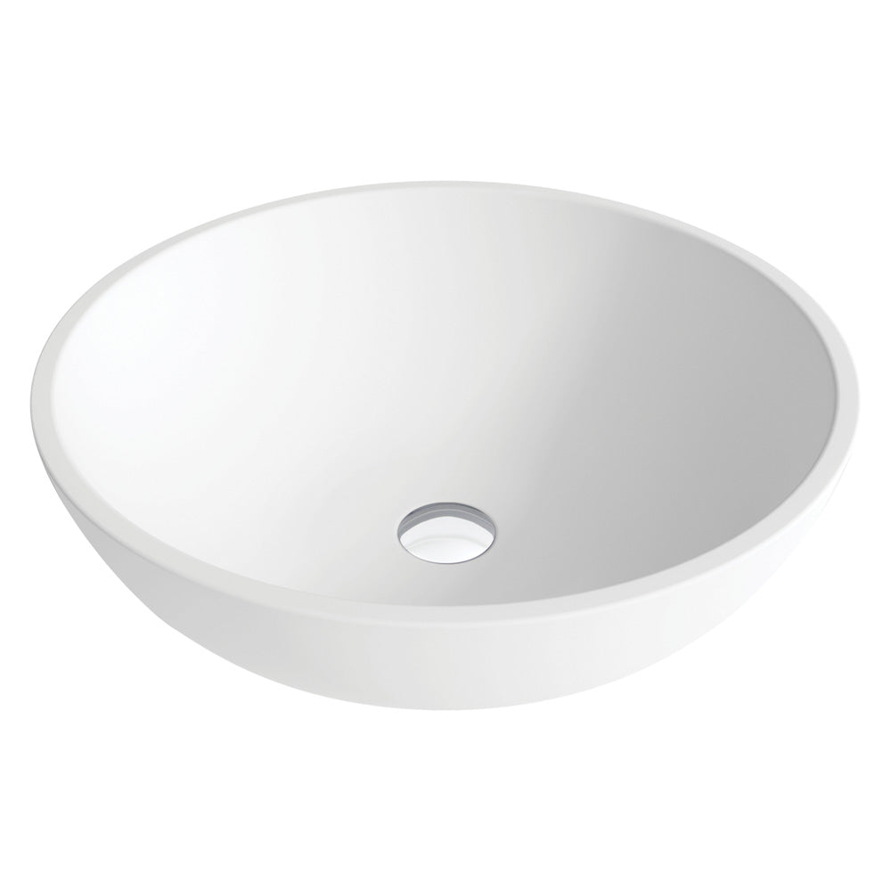 Fienza CSB038 Lexy 15-Inch Countertop Solid Surface Bathroom Sink in Matte White - Perfect for Modern Vanities and Powder Rooms