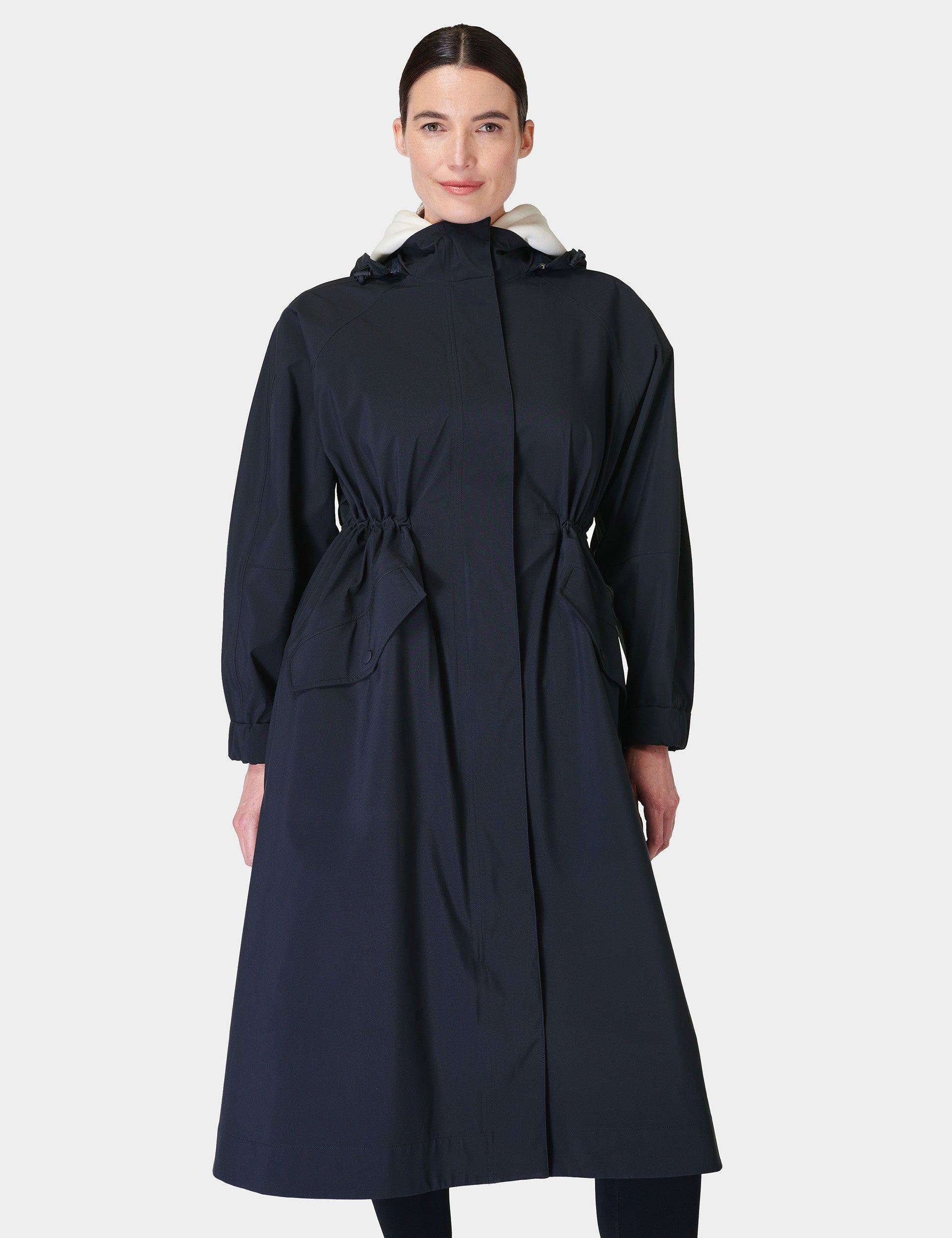 Motion Longline Parka Coat - French Navy Blue Waterproof Windbreaker for Women | Outdoor Hiking, Travel & Winter Fashion