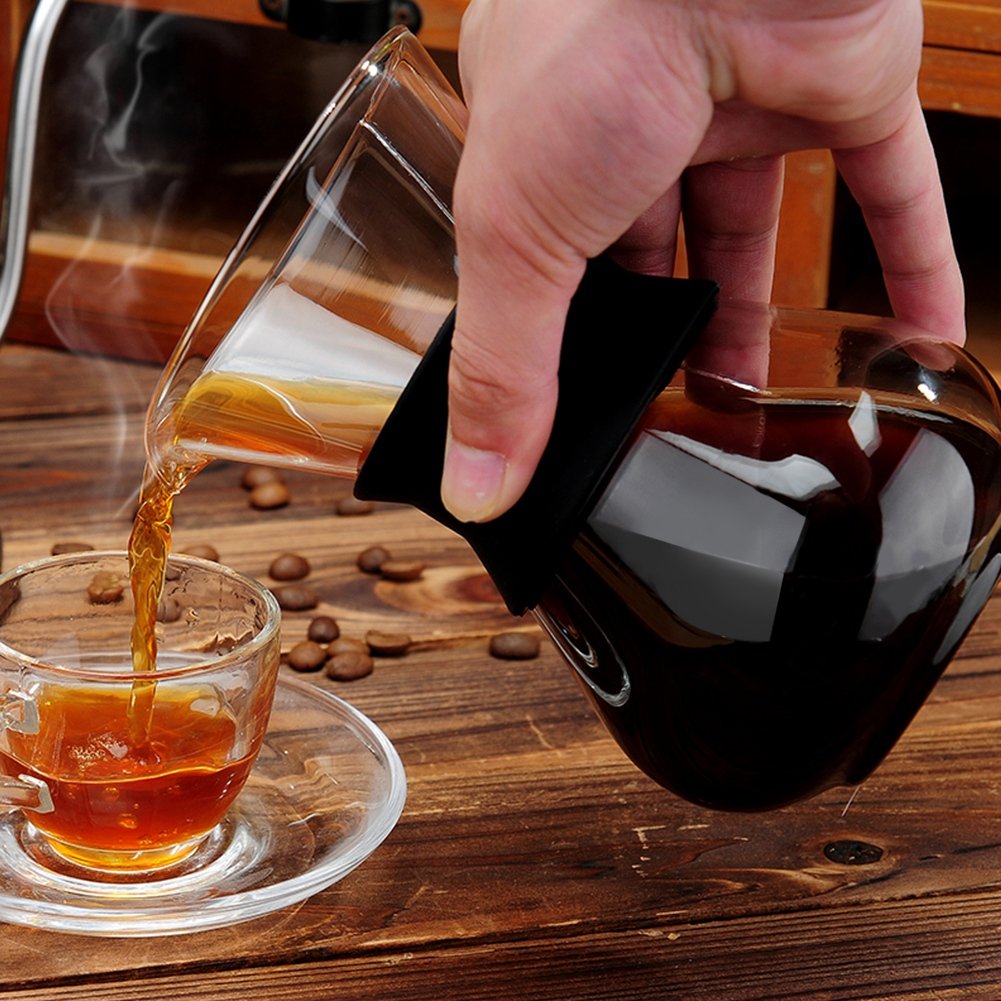 Premium Manual Hand Drip Coffee Maker - Glass Carafe with Stainless Steel Filter for Pour Over Coffee - Perfect for Home, Office & Camping Brewing