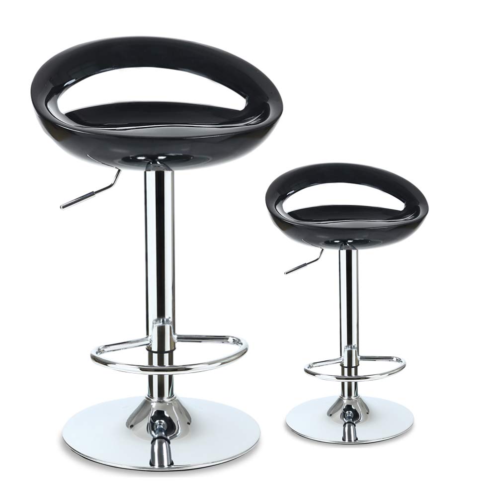 Modern Swivel Bar Stool - Heavy Duty Adjustable Bar Chair with Metal Base & Plastic Seat - Commercial Kitchen Bar Stools for Restaurants, Cafes & Home Bars