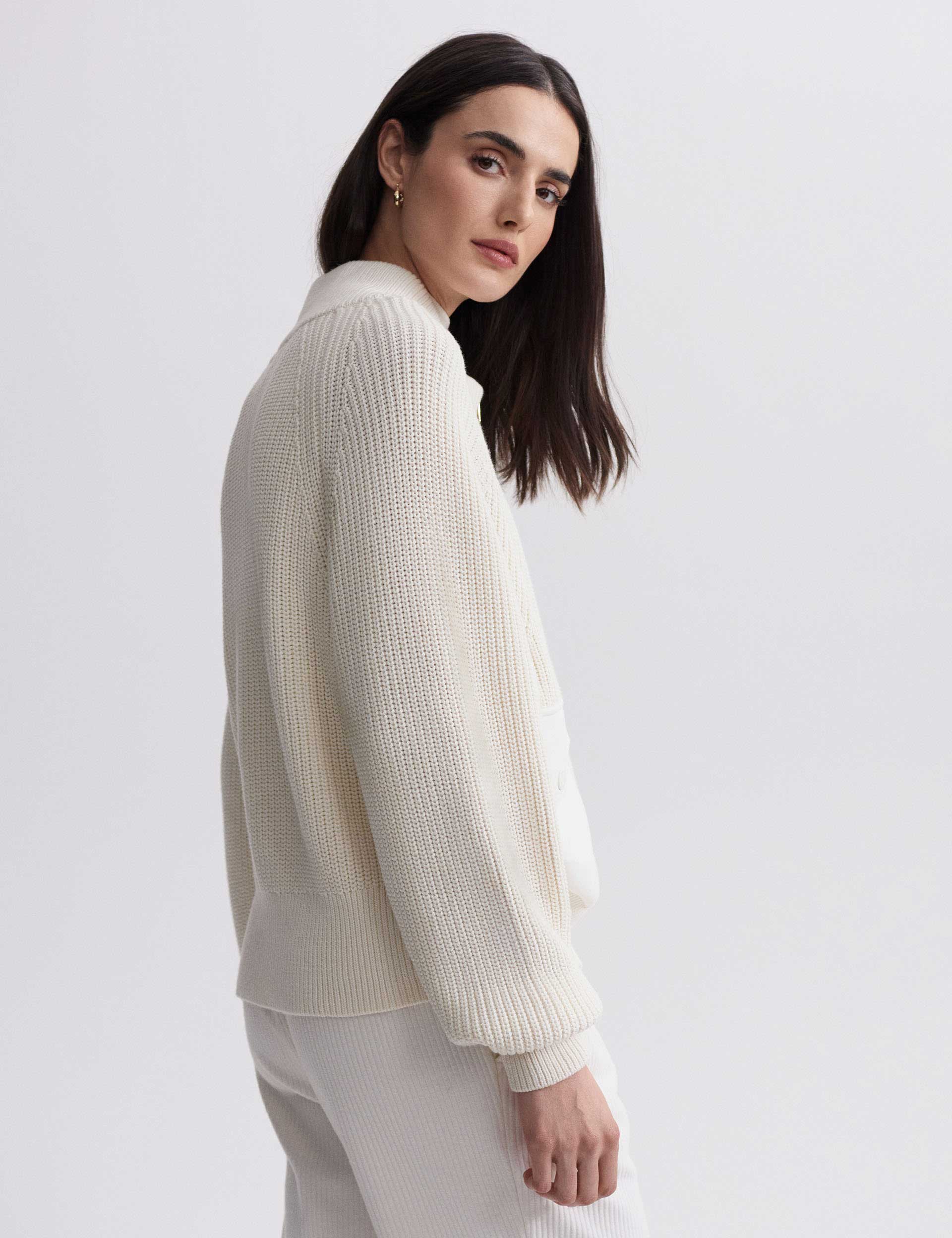 Tessa Knit Jacket for Women - Lightweight Cardigan Sweater in Egret White | Perfect for Spring Layering, Office Wear & Casual Outfits