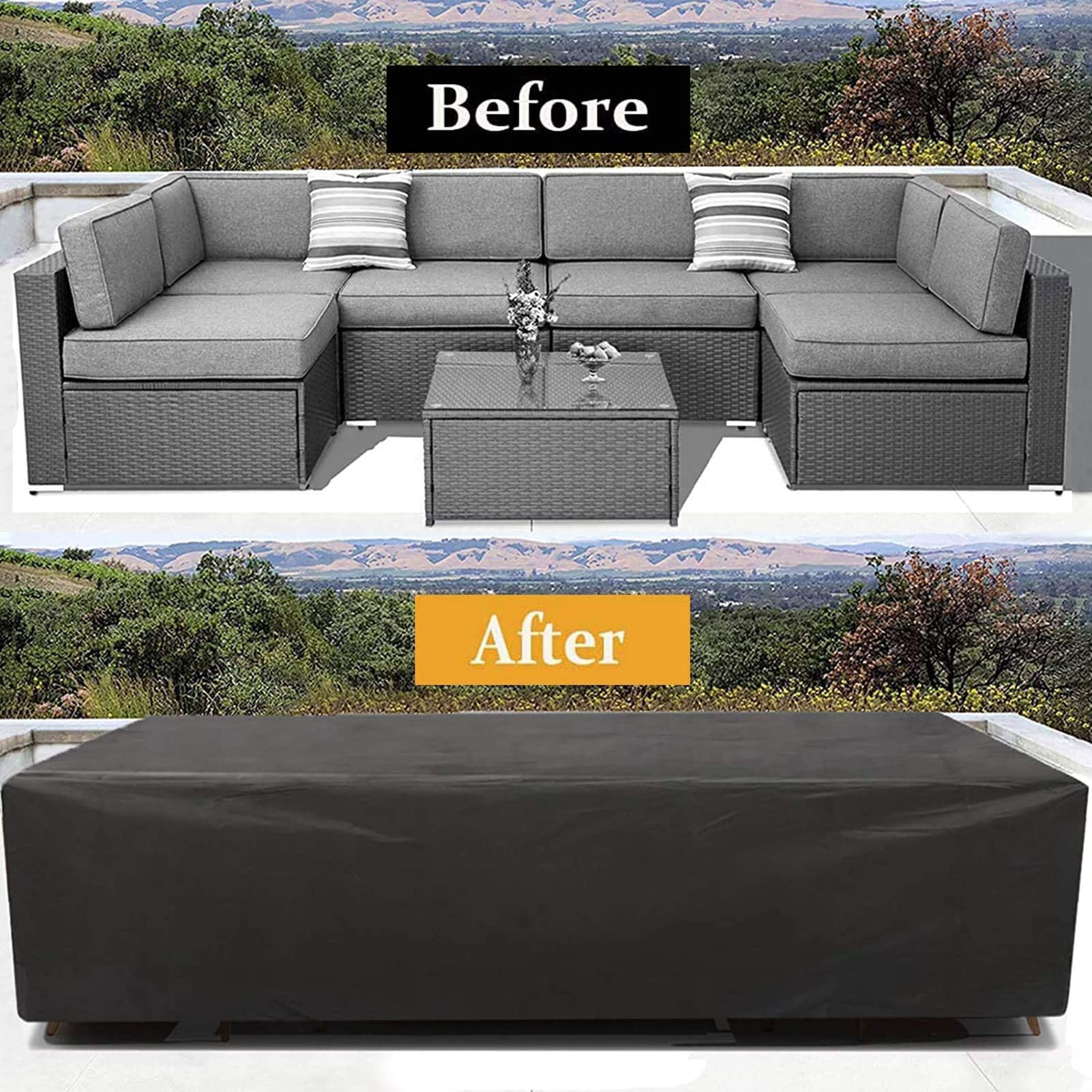 Waterproof Patio Furniture Covers 35×35×30 Inch - Outdoor Table and Chairs Set Protector, Heavy Duty Rectangular Table Cover for Garden, Deck, Backyard - Perfect for Rain, Snow & UV Protection