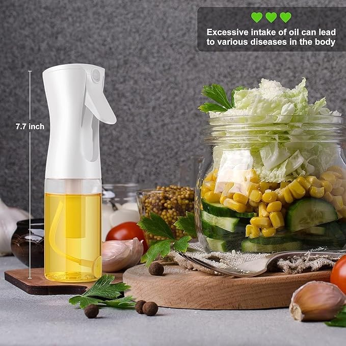Premium 210ml Glass Olive Oil Spray Bottle for Cooking - Samista Oil Mister for Air Fryer, Baking & Salad Making - Reusable Kitchen Gadget for Healthy Canola & Olive Oil Dispensing - Perfect for Meal Prep & Low-Fat Cooking