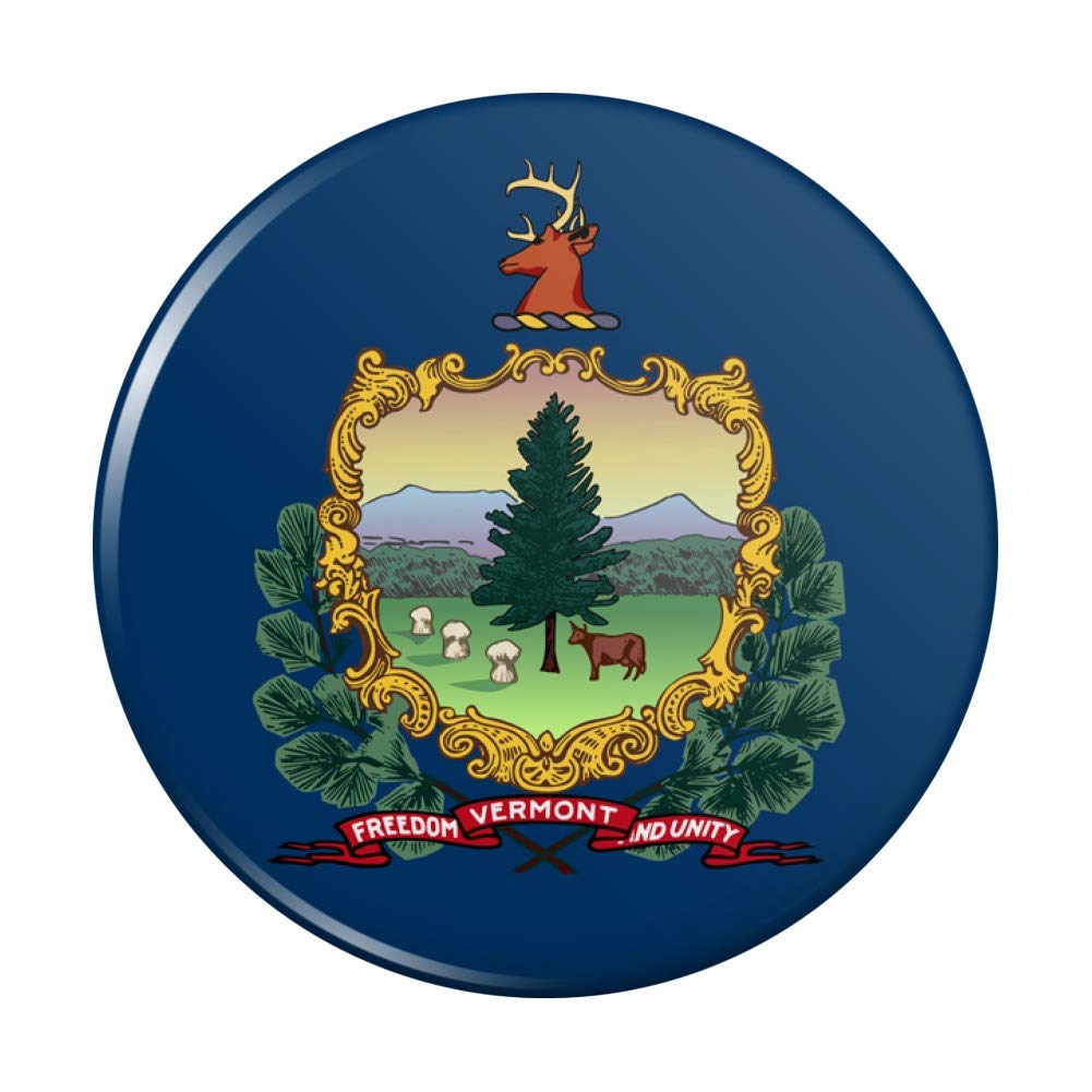 Vermont State Flag Refrigerator Magnet - Strong Kitchen Fridge Locker Decorative Button Magnet for Home, Office, Dorm & Gifts | Perfect for Fridge Organization, School Lockers & Patriotic Decor