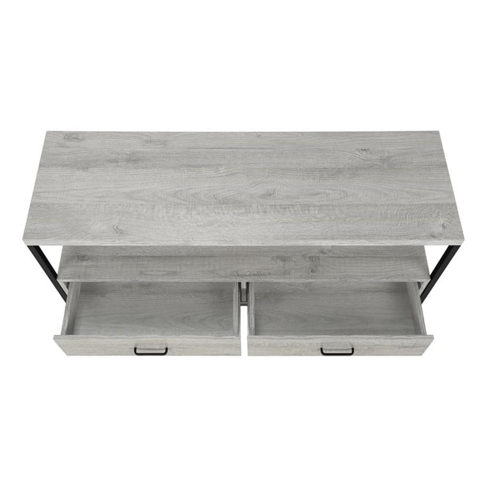 Monarch Specialties 2871 48-Inch TV Stand with Storage Drawers - Modern Grey & Black Media Console for Living Room & Bedroom - 47.25