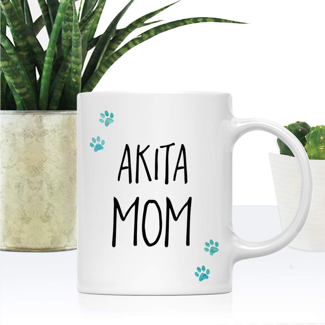 Andaz Press Funny Dog Mom 11oz Coffee Mug with Pawprint Design - Perfect Gift for Akita Dog Lovers, Christmas & Birthday Present (1-Pack, Includes Gift Box) - Ideal for Coffee, Tea & Office Use