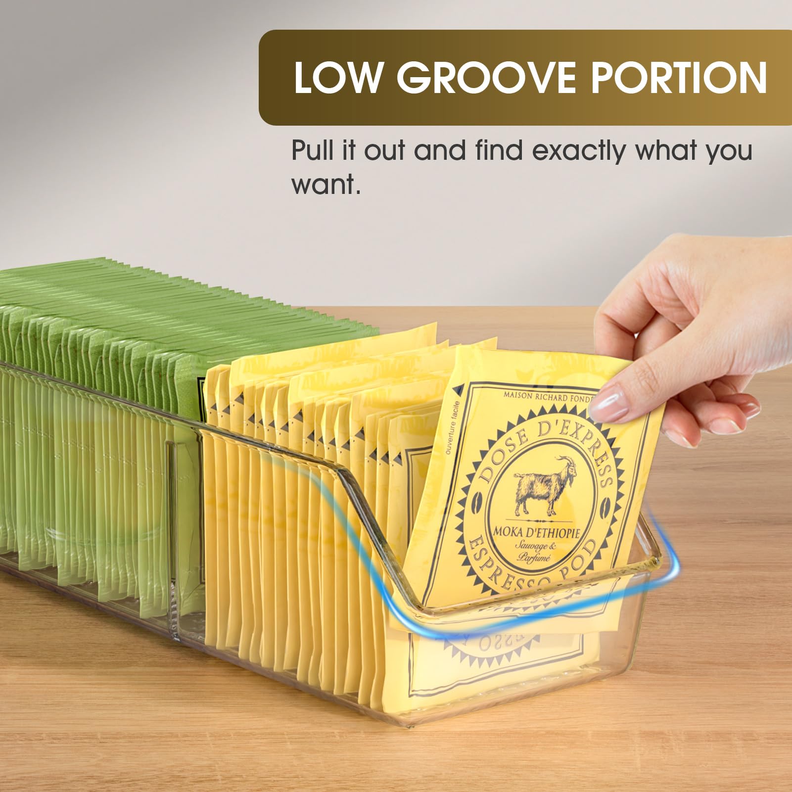 MaxGear Clear Plastic Tea Bag Organizer and Storage Holder - 2 Pack for Pantry, Kitchen, Cabinet & Countertop | Perfect for Tea Lovers & Organized Spaces