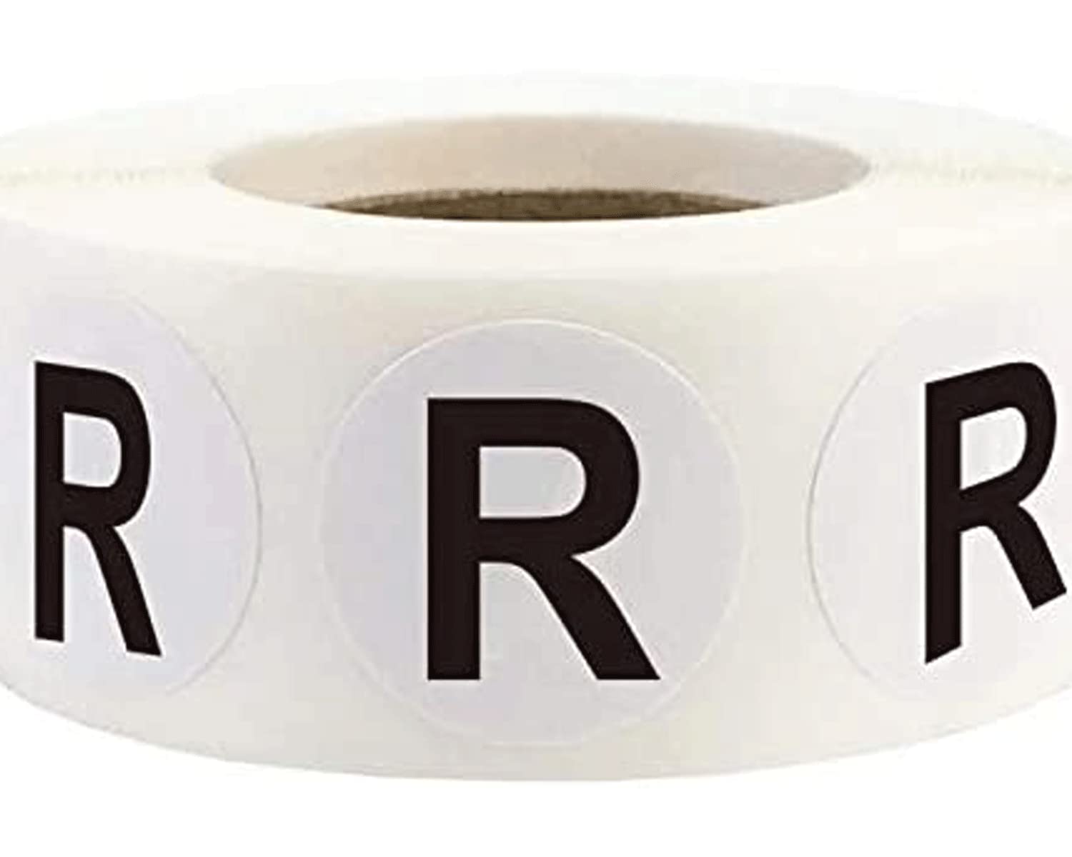 1 Inch Round Letter R Inventory Labels - 500 Adhesive Circle Dots Stickers (Black Capital R) for Organizing, Storage & Warehouse Management
