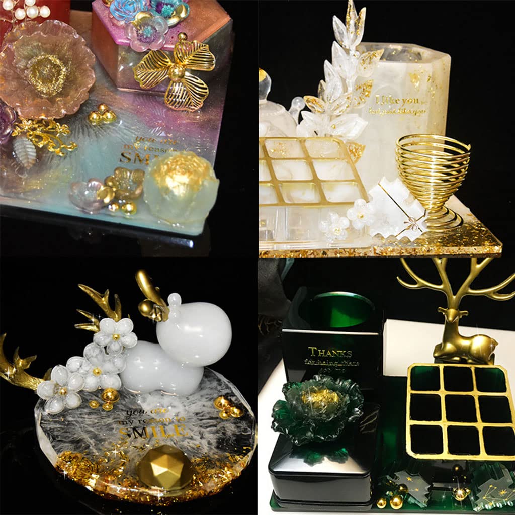 2PCS/Set Shiny Gold Transparent Resin Stickers for Jewelry Making, DIY Crafts, Silicone Mold Decoration - Resin Supplies Kit with Wishes Craft Stickers - Perfect for DIY Gifts, Scrapbooking, and Home Decor Projects