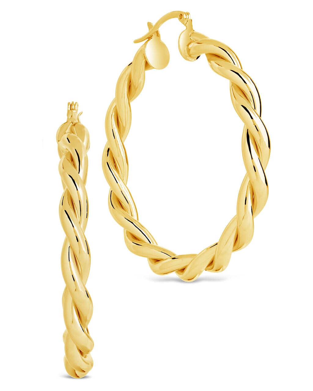 Rosalie Polished Entwined Hoop Earrings for Women - 14K Gold Plated Dainty Huggie Hoops - Elegant Everyday Jewelry for Work, Date Night & Special Occasions