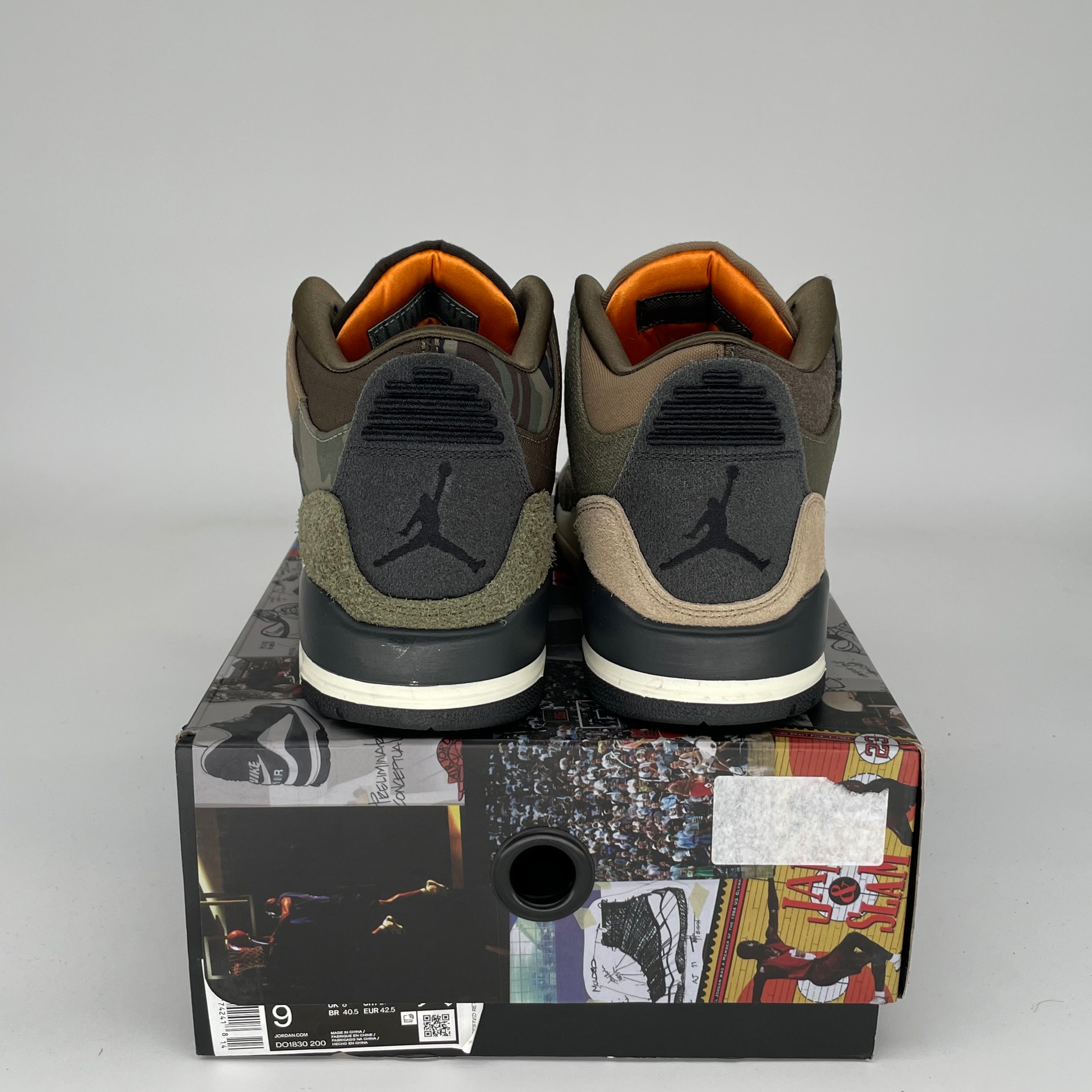 Original Air Jordan 3 Patchwork Camo Sneakers - Size 9 (DO1830-200) - Retro Basketball Shoes for Men, Streetwear & Casual Fashion