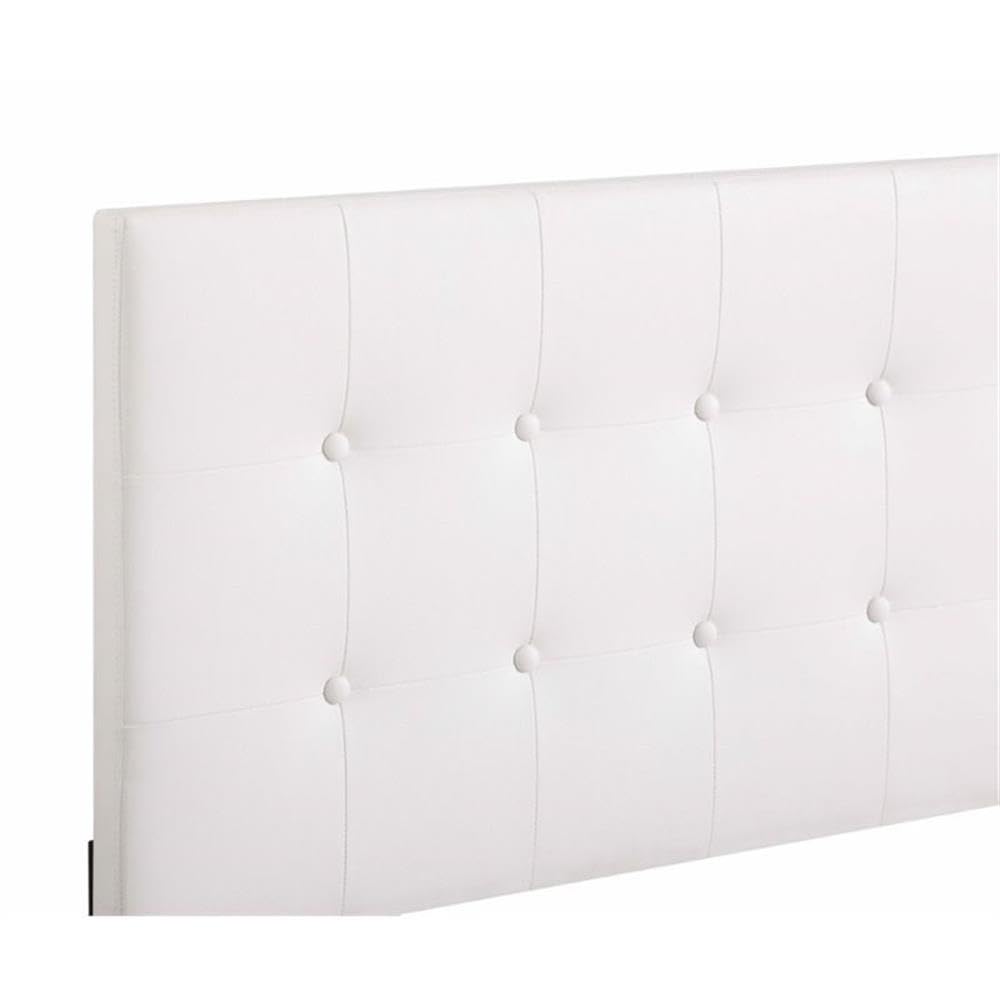 Glory Furniture Caldwell White Faux Leather Upholstered Queen Size Bed Frame - Modern Bedroom Furniture for Home & Guest Room Decor