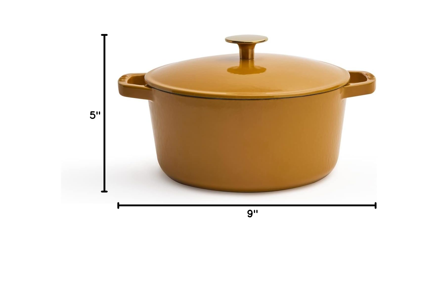 Premium 3.5-Quart Enameled Cast Iron Dutch Oven with Lid - Kana Milo Series | Heavy Duty Casserole Pot for Baking, Braising & Slow Cooking | Oven & Dishwasher Safe Enamel Coating | Dijon with Gold Knob | Perfect for Soups, Stews & Family Dinners