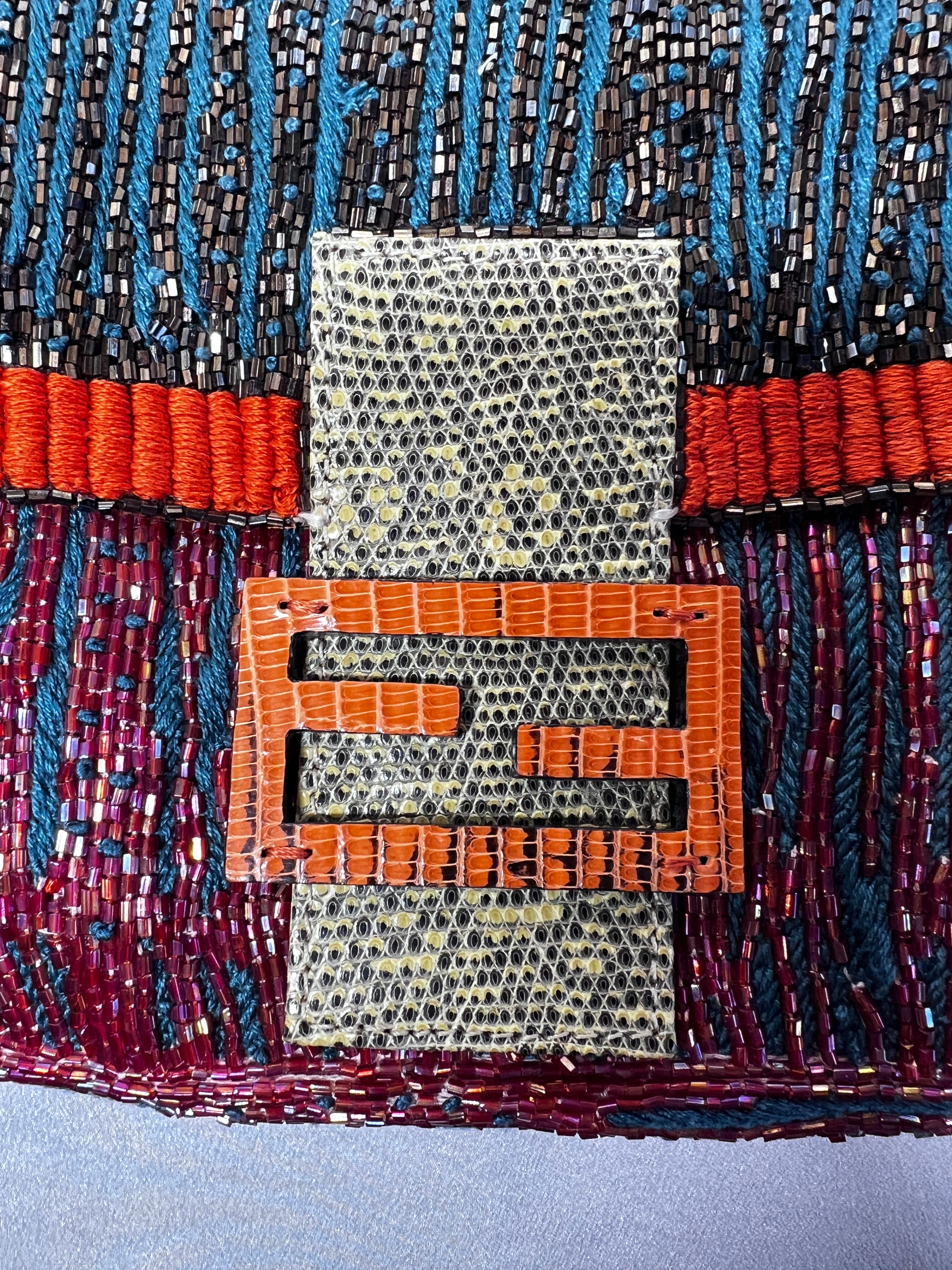 Fendi Multi-Color Lizard Skin Strap Baguette Bag - Luxury Designer Crossbody Purse for Women | Perfect for Parties, Date Nights & Special Occasions