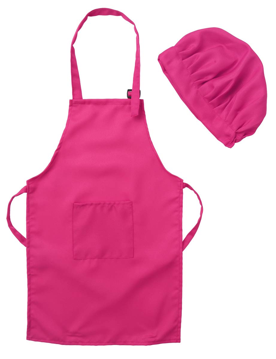 Kids Chef Costume Set - Adjustable Bib Apron with Hat for Cooking, Baking & Painting - Perfect for School Training Classes & Pretend Play at Home