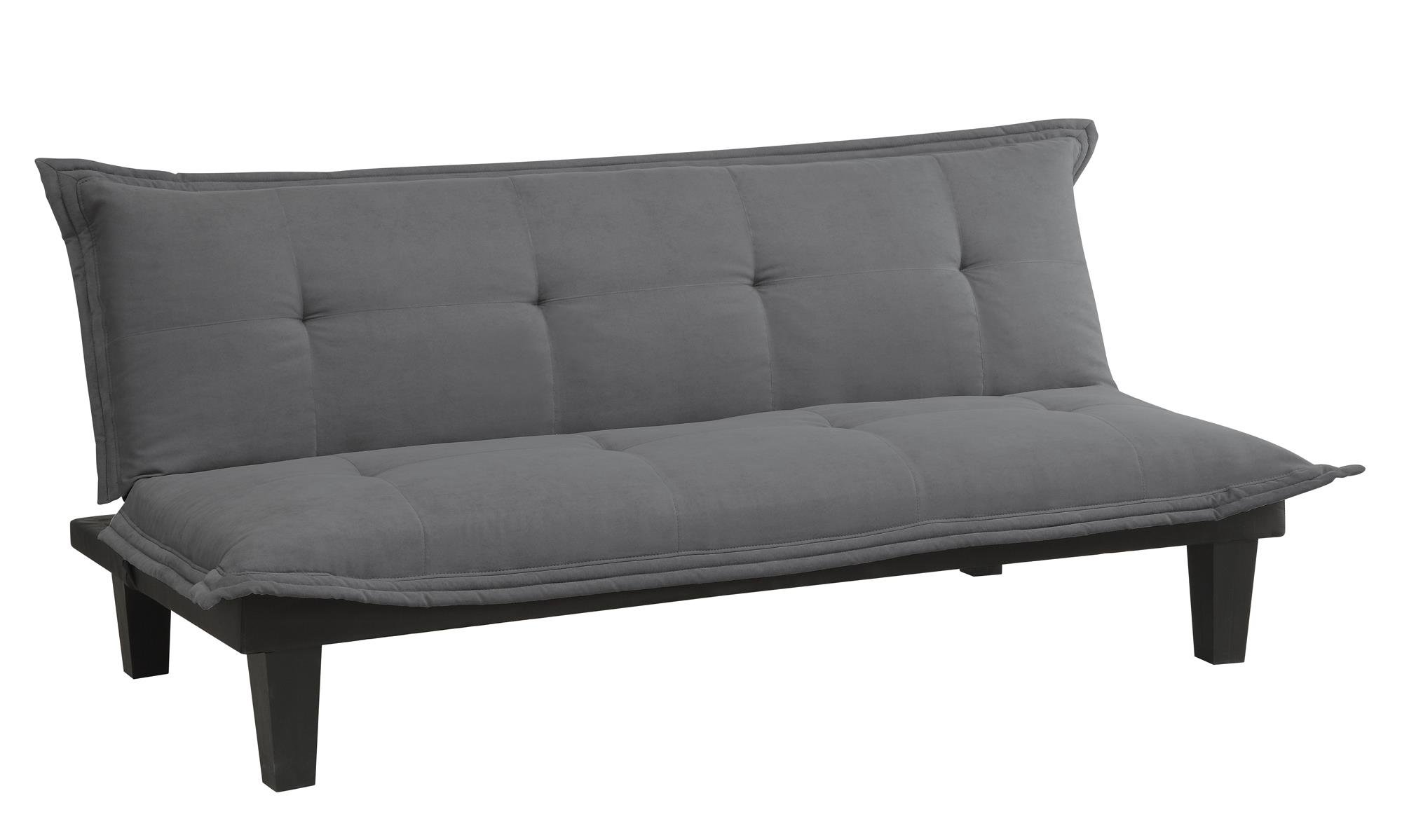 DHP Lodge Convertible Futon Couch Bed with Soft Microfiber Upholstery & Sturdy Wood Legs - Charcoal Gray | Space-Saving Sleeper Sofa for Small Apartments, Guest Rooms & Dorm Living