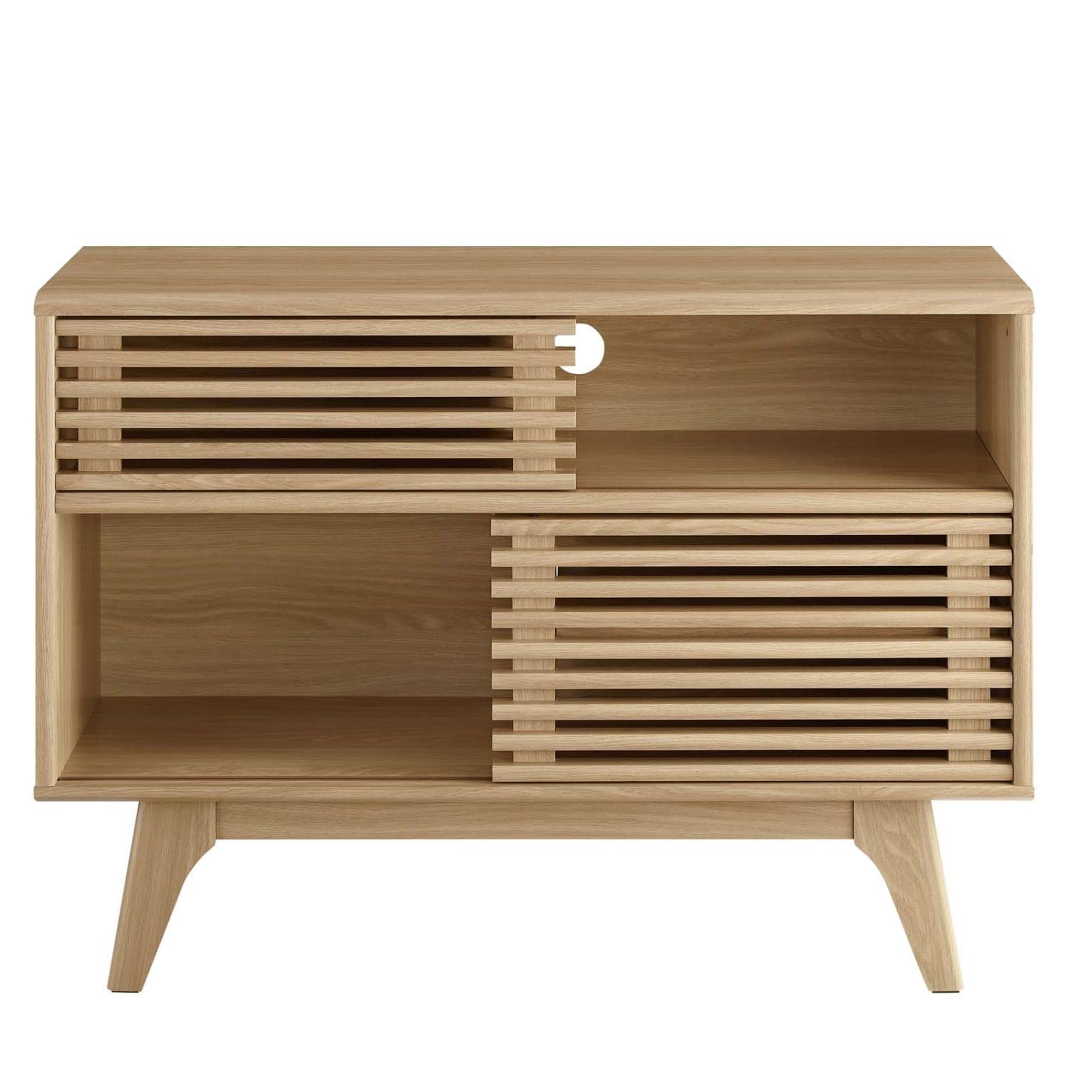 Modway Render Mid-Century Modern Two-Tier Oak Display Stand - Perfect for Living Room Shelving, Bedroom Decor & Office Organization