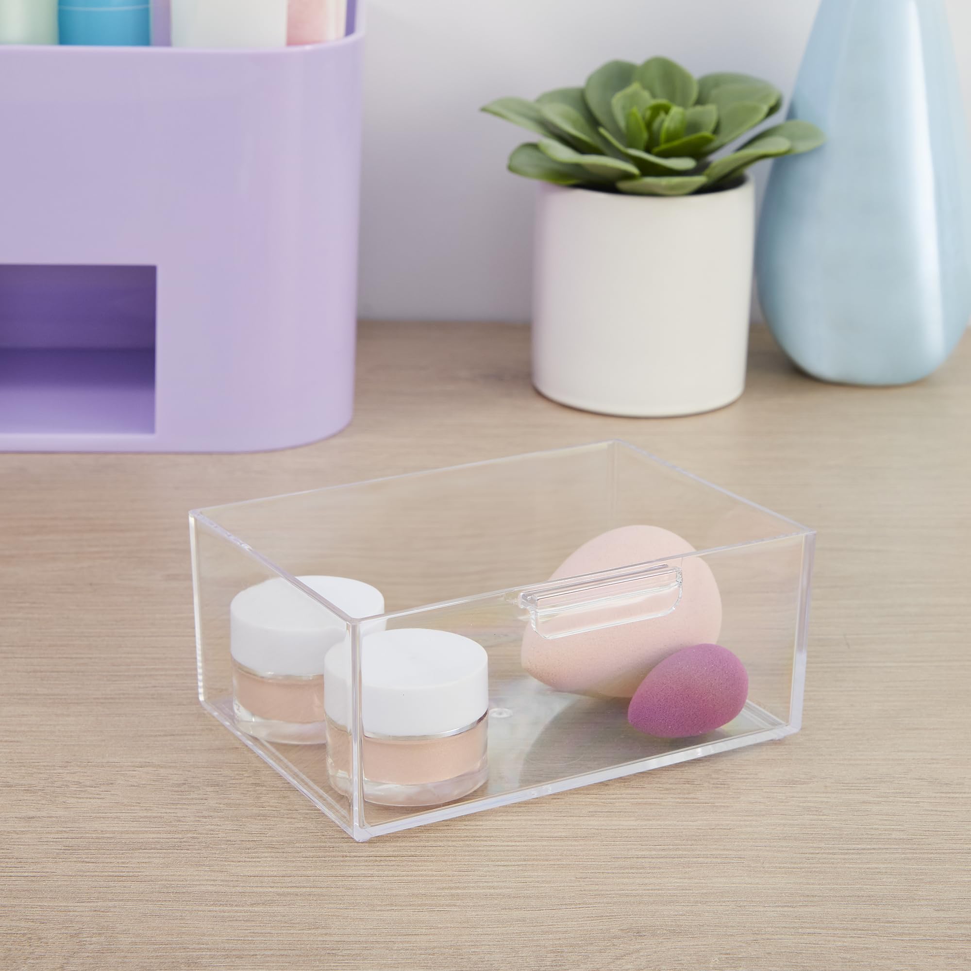 STORi Bliss Lilac Purple Makeup Organizer - Countertop & Bathroom Storage with Divided Drawers, Makeup Brush Holder, Cosmetic & Nail Polish Organizer (Made in USA) - Perfect for Vanity, Dressing Table & Bathroom Organization