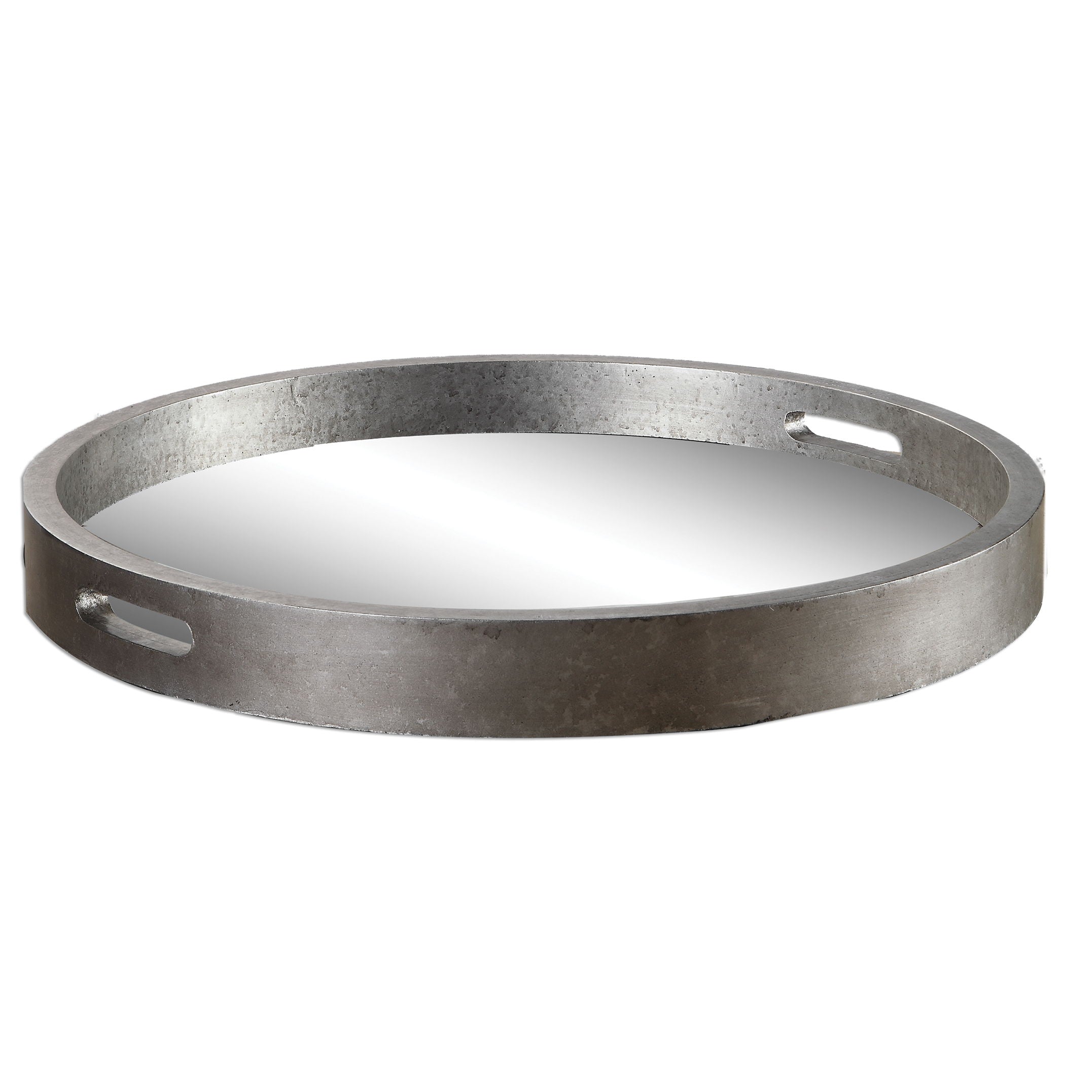 Bechet Round Tray Silver - Elegant Serving Tray for Dining, Coffee Table Decor, and Home Organization | Perfect for Parties, Weddings, and Gift Giving