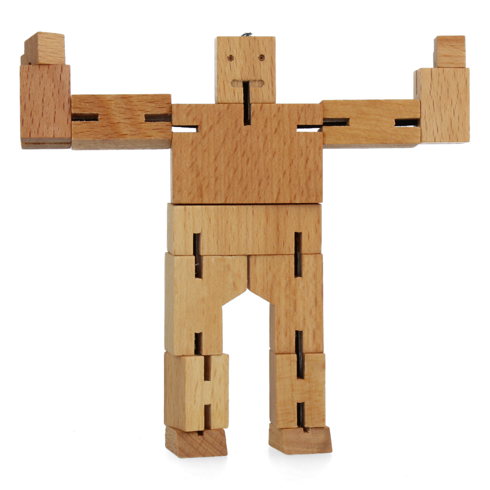 Cubebot Micro Natural Wooden Puzzle Toy - Fun & Educational STEM Gift for Kids & Adults - Perfect for Home, Office & Travel
