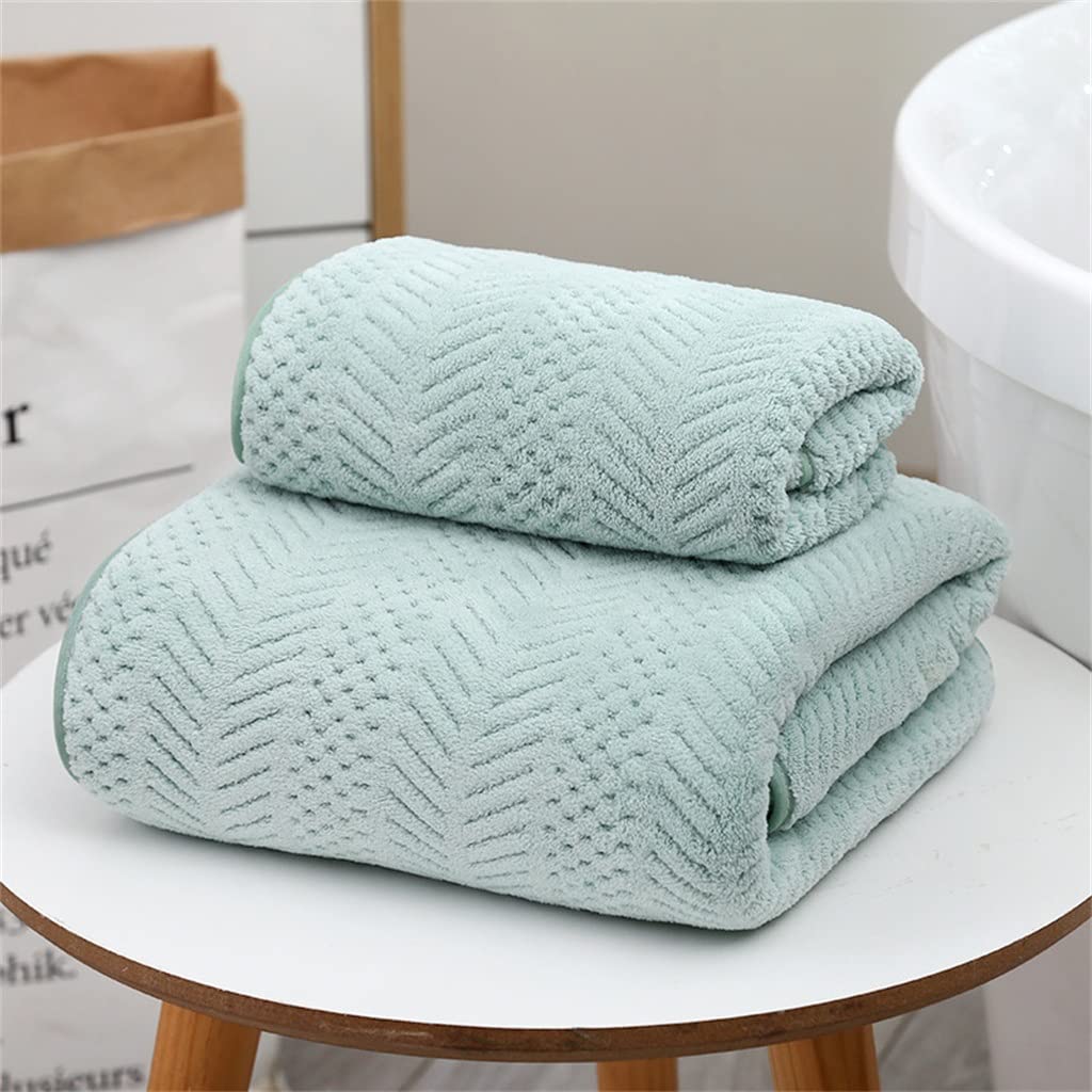 UVWXYZ Soft Absorbent Coral Fleece Face & Bath Towel Set of 2 - Thick Geometric Beach Towels for Adults, Quick-Drying & Plush (Color: Blue) - Perfect for Spa, Gym, Pool & Coastal Getaways