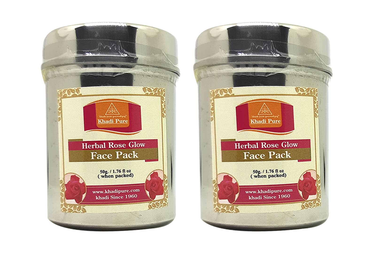 Khadi Pure Herbal Rose Glow Face Pack - 50g (Pack of 2) | Natural Brightening & Hydrating Face Mask for Glowing Skin | Perfect for Daily Skincare & Spa Nights