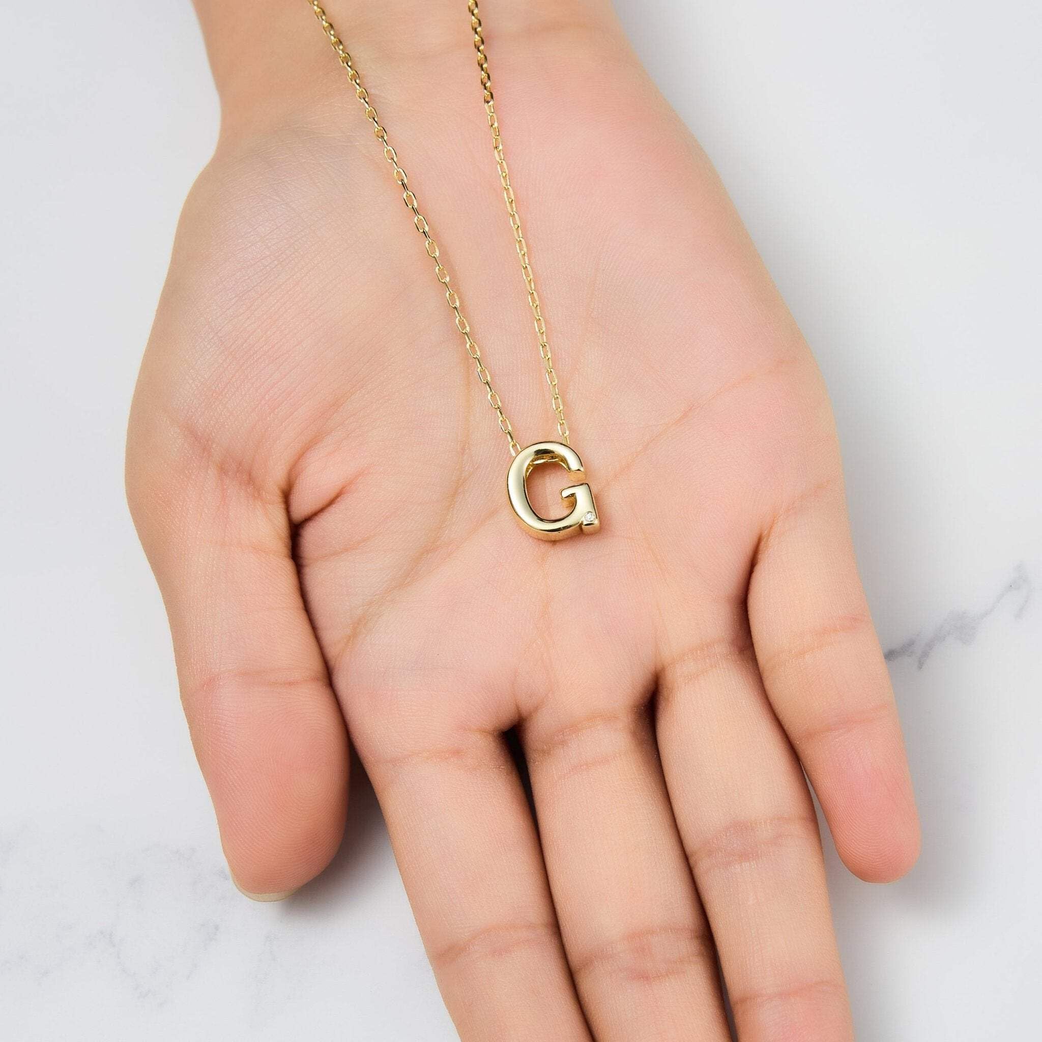 Gold Plated Initial Necklace A-Z with Zircondia® Crystals - Perfect Gift for Her