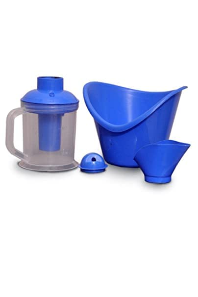 Premium Steam Vaporizer Machine for Cold, Cough & Nasal Congestion Relief - Fast Acting Inhalation Therapy for Adults & Kids - Blue (Home & Office Use)