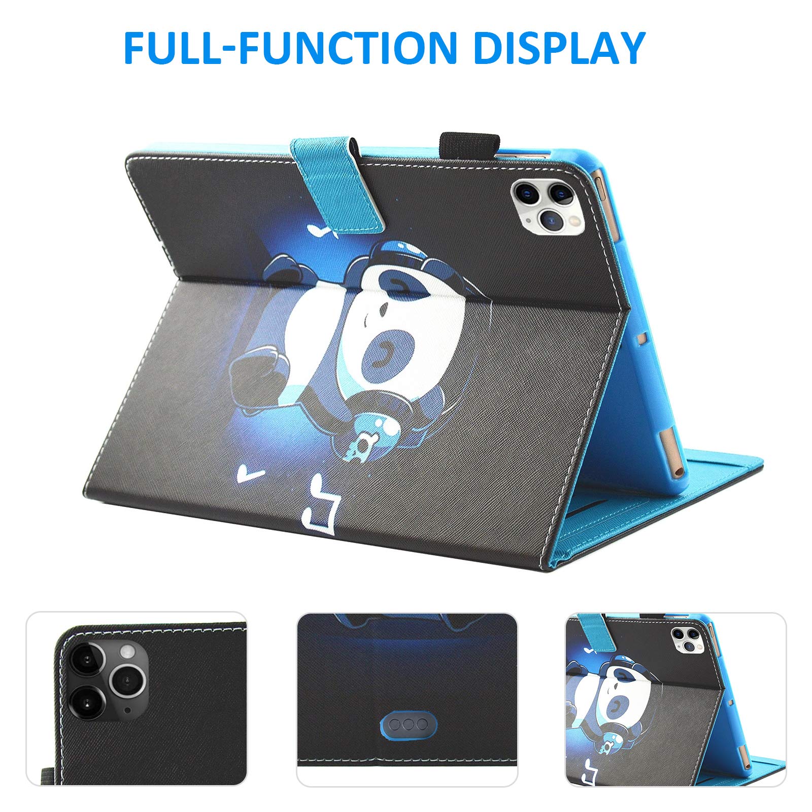 Dteck iPad Air 11'' Case 2024 & iPad Pro 11 Case - Premium PU Leather Smart Folio with Card Slots, Auto Wake/Sleep, Stand & Wallet Protection | Perfect for Work, Travel & Daily Use | Music Panda Design
