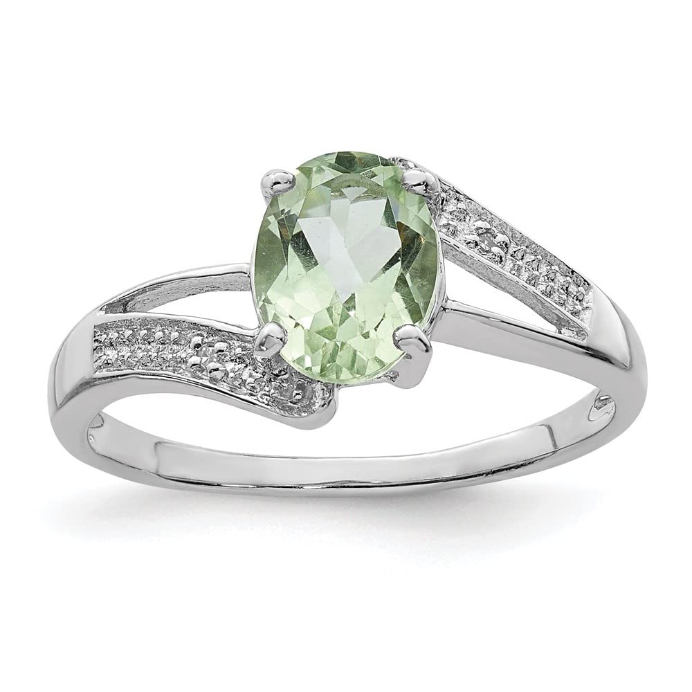 1.06ct Oval Cut Prasiolite & Diamond Accent Engagement Ring - Vintage Style Wedding Band for Women, Perfect for Proposals, Anniversaries & Romantic Occasions