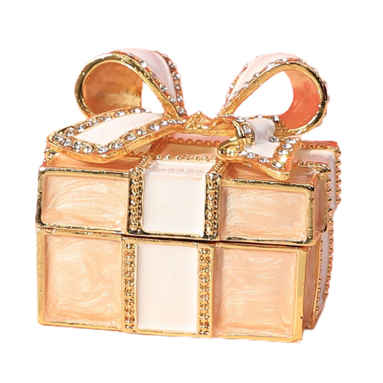 Stylish Alloy Jewelry Box for Women - Elegant Necklace, Earrings & Rings Organizer - Perfect for Wedding, Birthday Gifts & Home Decor (White & Pink)