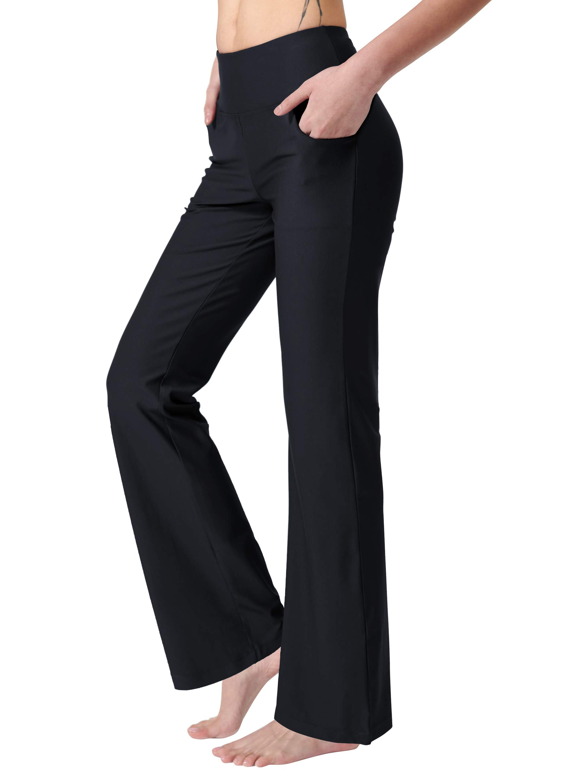 Keolorn Women's High Waist Bootcut Yoga Pants with Pockets - Stretchy Workout Pants for Yoga, Running & Lounge Wear - Comfortable Bootleg Leggings for Women