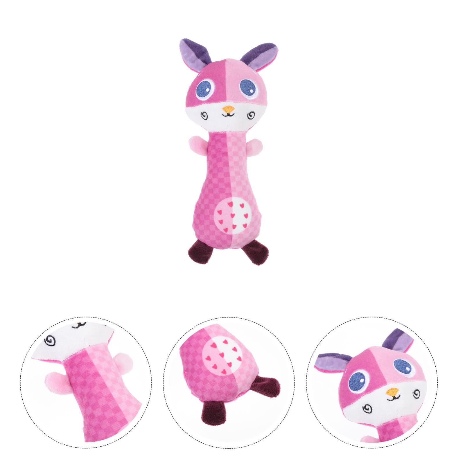 HEMOTON 3-Piece Baby Rattle Toy Set - Soft Plush Handheld Stick Cars with PP Cotton, Pink Cartoon Rattles for Newborns & Infants | Perfect for Sensory Play, Teething Relief & Early Learning Development