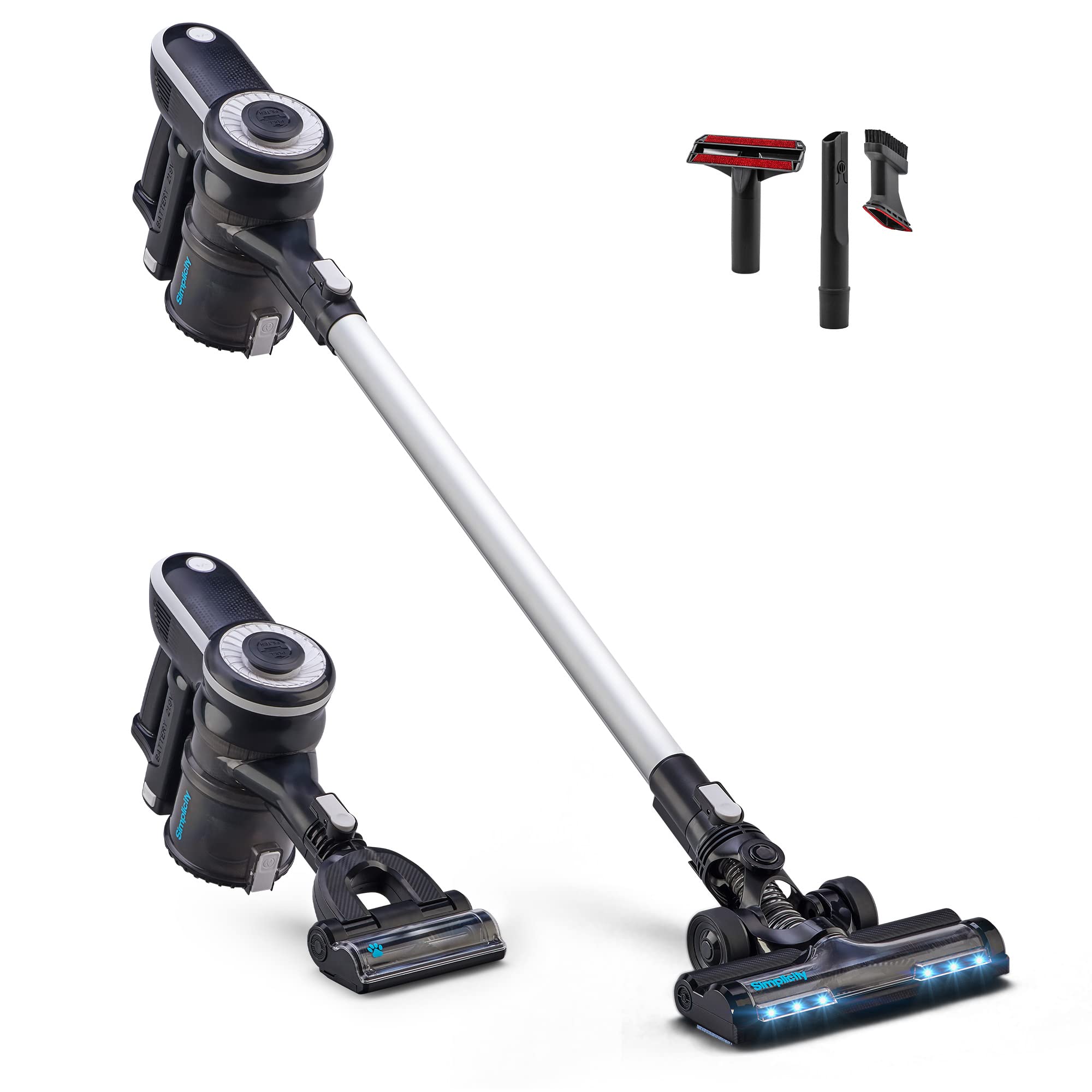 Simplicity S65D Cordless Vacuum Cleaner - Lightweight Stick Vacuum for Pet Hair, Carpets & Hard Floors | 2-Speed Settings, Handheld Convertible | Perfect for Home Cleaning, Car Detailing & Pet Owners
