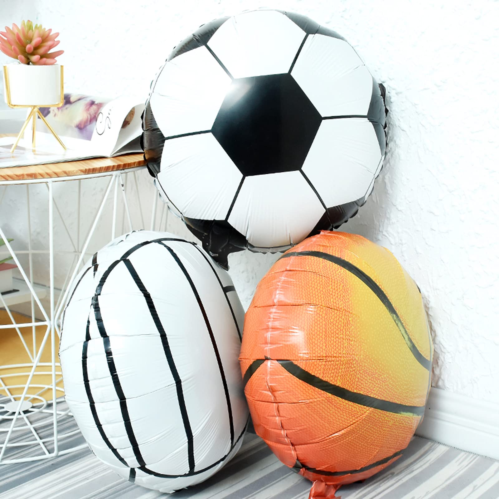 BinaryABC 18 Inch Basketball Mylar Foil Balloons - 10Pcs Sports Theme Party Decorations for Birthday, Graduation & Game Day Celebrations