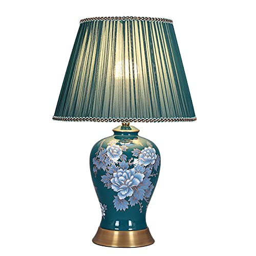 Elegant Chinese Style Green Ceramic Table Lamp - Vintage Bedside Lamp for Bedroom, Wedding Decor & Romantic Home Lighting | Perfect for Nightstands, Living Rooms & Cozy Ambiance