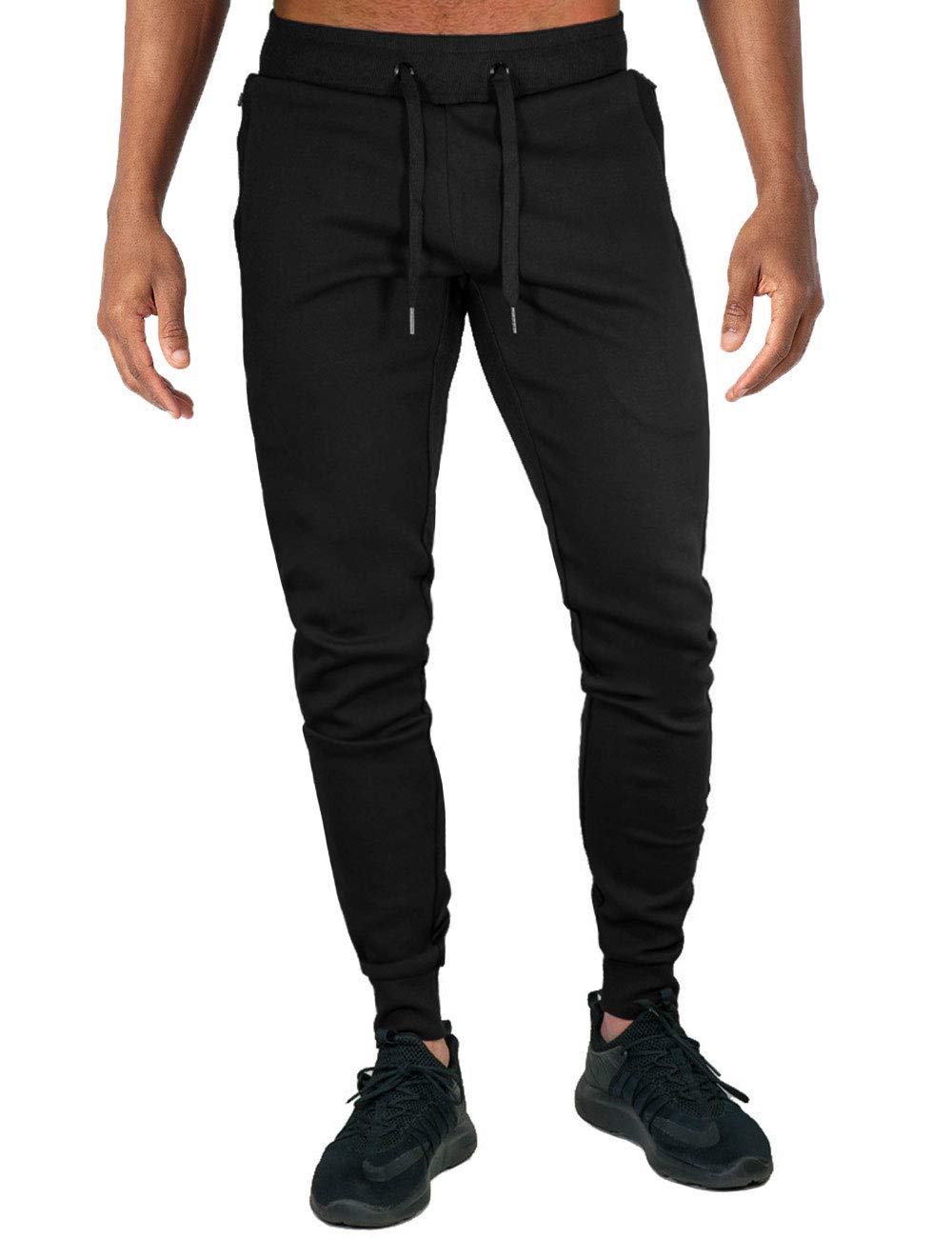 TOTNMC Men's Running Pants - Elastic Waist Athletic Joggers with Zipper Pockets | Lightweight Breathable Workout Pants for Gym, Jogging & Casual Wear