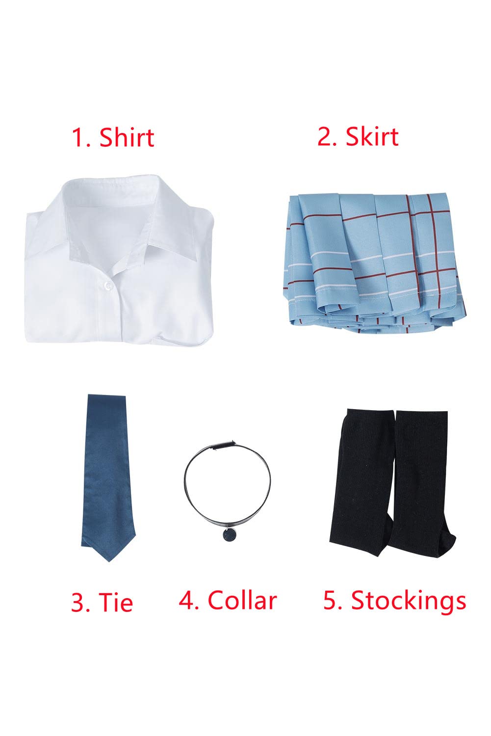 Japanese School Girl Uniform Costume for Women - Pleated Skirt with Stockings & Necktie - Anime Cosplay Outfit - Perfect for Halloween, Cosplay Events and Themed Parties
