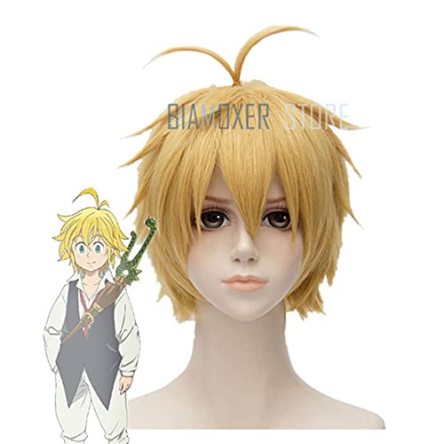 Biamoxer Meliodas Cosplay Wig - Heat Resistant Synthetic Hair for The Seven Deadly Sins Anime Costume | Perfect for Halloween, Cosplay Events & Anime Conventions