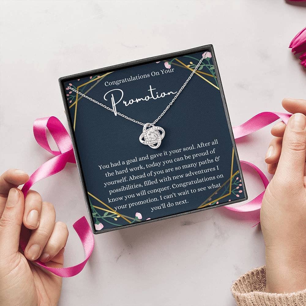 Handmade Love Knot Message Card Jewelry - Personalized Necklace for Women | Job Promotion Gift, Congratulations Present for Boss & Friends | Perfect for Celebrations, Anniversaries & Special Occasions