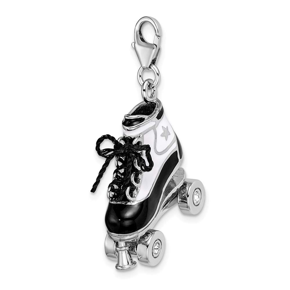 925 Sterling Silver 3D Enamel Roller Skate Charm Pendant with Lobster Clasp - Perfect for Bracelets, Necklaces & DIY Jewelry Making - Unique Gift for Skaters & Roller Derby Fans